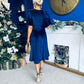 Camilla Bow Detail Midi Dress Velvet Navy