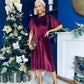 Camilla Bow Detail Midi Dress Velvet Burgundy