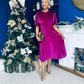 Camilla Bow Detail Midi Dress Velvet Orchid