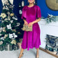 Camilla Bow Detail Midi Dress Velvet Orchid