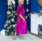 Camilla Bow Detail Midi Dress Velvet Orchid