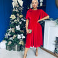Camilla Bow Detail Midi Dress Velvet Red
