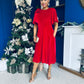 Camilla Bow Detail Midi Dress Velvet Red