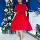 Camilla Bow Detail Midi Dress Velvet Red