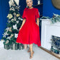 Camilla Bow Detail Midi Dress Velvet Red