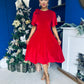 Camilla Bow Detail Midi Dress Velvet Red