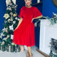 Camilla Bow Detail Midi Dress Velvet Red