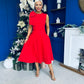 Caitlin Bow Detail Occasion Dress Red