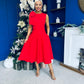 Caitlin Bow Detail Occasion Dress Red
