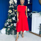 Caitlin Bow Detail Occasion Dress Red