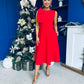 Caitlin Bow Detail Occasion Dress Red