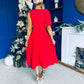 Caitlin Bow Detail Occasion Dress Red