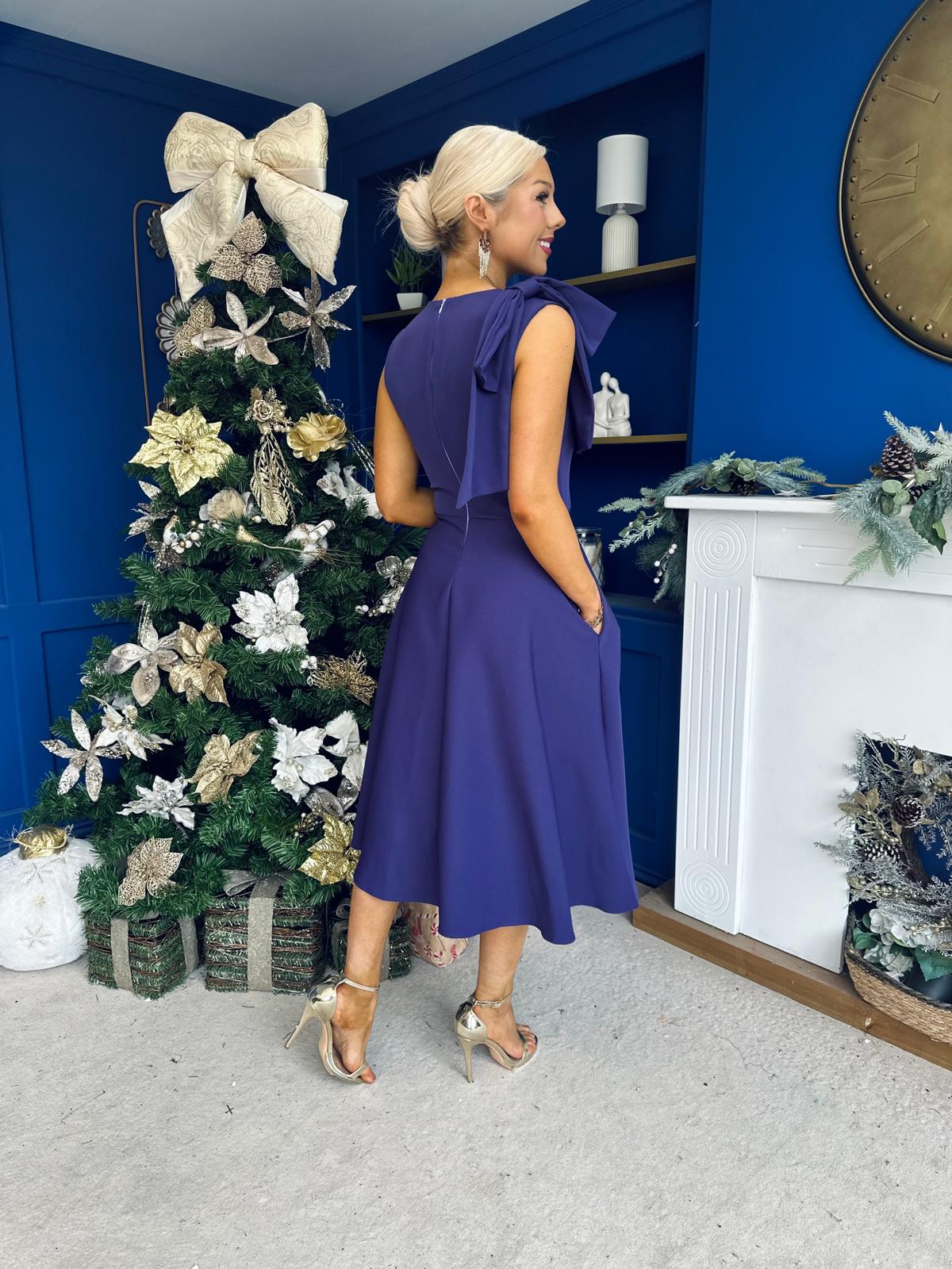 Caitlin Bow Detail Occasion Dress Violet