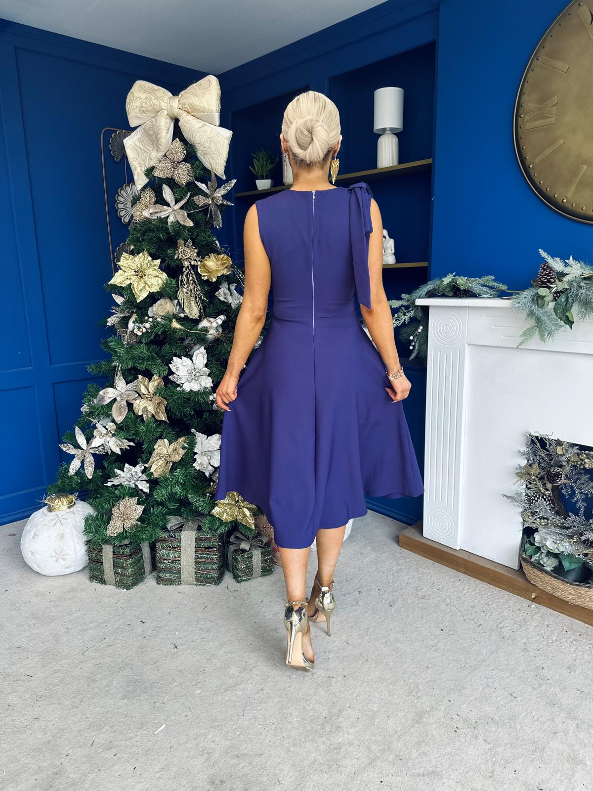 Caitlin Bow Detail Occasion Dress Violet