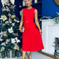 Doireann Pleated Skirt Midi Dress Red