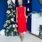 Doireann Pleated Skirt Midi Dress Red