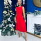 Doireann Pleated Skirt Midi Dress Red