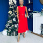 Doireann Pleated Skirt Midi Dress Red