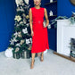Doireann Pleated Skirt Midi Dress Red