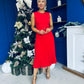 Doireann Pleated Skirt Midi Dress Red