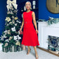 Doireann Pleated Skirt Midi Dress Red
