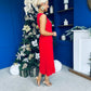 Doireann Pleated Skirt Midi Dress Red