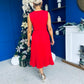 Doireann Pleated Skirt Midi Dress Red