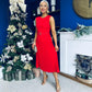 Doireann Pleated Skirt Midi Dress Red