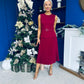 Doireann Pleated Skirt Midi Dress Wine