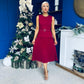 Doireann Pleated Skirt Midi Dress Wine