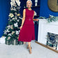 Doireann Pleated Skirt Midi Dress Wine