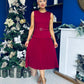 Doireann Pleated Skirt Midi Dress Wine