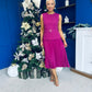 Doireann Pleated Skirt Midi Dress Berry