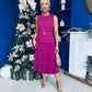 Doireann Pleated Skirt Midi Dress Berry
