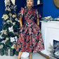 Sadhbh Puff Sleeve Jacquard Occasion Dress Rouge