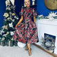 Sadhbh Puff Sleeve Jacquard Occasion Dress Rouge