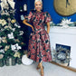 Sadhbh Puff Sleeve Jacquard Occasion Dress Rouge