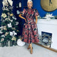 Sadhbh Puff Sleeve Jacquard Occasion Dress Rouge