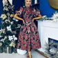 Sadhbh Puff Sleeve Jacquard Occasion Dress Rouge