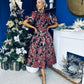 Sadhbh Puff Sleeve Jacquard Occasion Dress Rouge