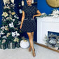 Nelly High Neck Beaded Tweed Mini Dress Black