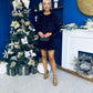 Darcy Feather Hem Sequin Mini Dress Black