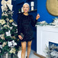 Darcy Feather Hem Sequin Mini Dress Black