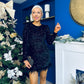 Darcy Feather Hem Sequin Mini Dress Black