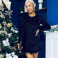 Darcy Feather Hem Sequin Mini Dress Black