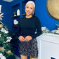 Margaret Long Sleeve Velvet Sequin Mini Dress Gold