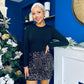 Margaret Long Sleeve Velvet Sequin Mini Dress Gold