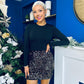Margaret Long Sleeve Velvet Sequin Mini Dress Gold