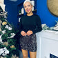 Margaret Long Sleeve Velvet Sequin Mini Dress Gold