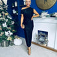 Daniella Velvet Pattern Off The Shoulder Midi Dress Black